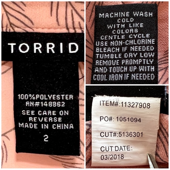 ❌SOLD❌Torrid Lexie Babydoll Chiffon Tunic Pink Feather Print Plus 2 18 to 20 2X - Picture 4 of 17